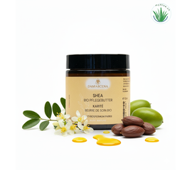 MyAloe.ch Sheabutter BIO: Schnelleinziehender und pflegender Butter für ein angenehmes Hautgefühl. Besonders trockene, spröde oder beanspruchte Hautstellen wie Lippen, Ellenbogen, Knie oder Fersen profitieren von der tiefenwirksamen Pflege. Sheabutter zieht schnell ein und hinterlässt ein angenehm geschmeidiges Hautgefühl – ganz ohne fettigen Film.