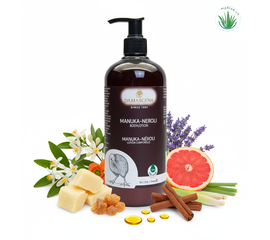 ✨ Duftwirkung Manuka-Neroli Bodylotion – Harmonie für Haut & Sinne
Die edle Mischung ätherischer Öle ist nicht nur ein Genuss für die Haut, sondern auch Balsam für die Seele:

Manuka-Öl – stärkend, ausgleichend, hautregenerierend
Neroli-Öl – beruhigend, stimmungsaufhellend, fördert Geborgenheit
Rosenwasser – harmonisierend, pflegend, für strahlend frische Haut
Sheabutter – nährend, schützt vor Feuchtigkeitsverlust
Lavendel fein – entspannend, beruhigt Haut & Sinne
Weihrauch – erdend, klärend, innerer Halt
Zedernholz Himalaya – stabilisierend, wohltuend für Haut & Seele
Grapefruit & Lemongras – erfrischend, vitalisierend, energiespendend
⚡ Das Ergebnis: 
      Eine Pflege, die Körper, Geist und Seele in Einklang bringt – für ein Hautgefühl wie Seide und ein Herz voller Leichtigkeit.