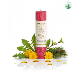 MyAloe.ch - Die Allgäuer Heilkräuterkerze "Lebensenergie" ist eine handgefertigte Kerze aus dem Allgäu, die mit pflanzlichem Stearin gegossen wird und die Unterstützung von Heilkräutern wie Löwenzahn, Birke und Kiefer bietet. Sie soll Vitalität und Standhaftigkeit fördern, indem sie beim Abbrennen die Schwingungen und Informationen der Kräuter freisetzt, ähnlich einer feinen Räucherung. Die Kerze ist vegan und wird in einer Manufaktur im Allgäu hergestellt. 

Inhaltsstoffe und Wirkung

Pflanzliche Inhaltsstoffe: 
Die Kerze besteht aus rein pflanzlichem Stearin und enthält eine Mischung aus Heilkräutern, Harzen und ätherischen Ölen, die auf das Lebensthema "Lebensenergie" abgestimmt sind. 

Kräuter: 
Konkret sind Löwenzahn, Birke und Kiefer enthalten, die für Vitalität und Standhaftigkeit stehen. 

Wirkweise: 
Durch das Abbrennen werden die Schwingungen und Informationen der Kräuter freigesetzt und unterstützen die eigenen geistigen Intentionen des Menschen, ähnlich einer feinen Räucherung. 

Philosophie: 
Die Serie der Heilkräuterkerzen soll den Menschen in verschiedenen Lebenssituationen unterstützen und ihnen helfen, ihre Bedürfnisse und Wünsche zu reflektieren.
