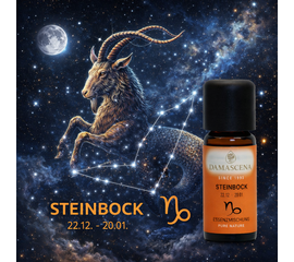 ♑️ Essenzmischung Sternzeichen - Steinbock


♑️ Steinbock: 22. Dezember - 20. Januar (konzentriert, zielgerichtet, ausdauernd und ehrgeizig)
Myaloe.ch
Kraftvoller Duft für Fokus, Präsenz & innere Ausrichtung
♑️ Das Sternzeichen Steinbock
22. Dezember - 20. Januar
Element Erde | Planet Saturn

Die Sternzeichen-Essenz Steinbock ist eine naturreine Duftkomposition aus ausgewählten ätherischen Ölen wie Grapefruit, Zypresse, Ylang Ylang und Vetiver. Inspiriert vom Element Erde und dem Planeten Saturn steht diese Mischung für Klarheit, Zielorientierung und Beständigkeit.

Der Duft ist frisch-holzig, leicht blumig und gleichzeitig erdend – ideal für Momente, in denen Konzentration, Struktur und bewusste Präsenz gefragt sind.

Diese Essenzmischung wurde speziell für das Duftthema des Sternzeichens Steinbock entwickelt. Die Kombination naturreiner ätherischer BIO-Öle schafft eine klare, ruhige und gleichzeitig motivierende Duftatmosphäre – geeignet für Arbeit, Meditation, persönliche Rituale oder als Raumduft im Alltag.

Die Herstellung erfolgt mit hoher Sorgfalt, die Abfüllung von Hand in der Schweiz.