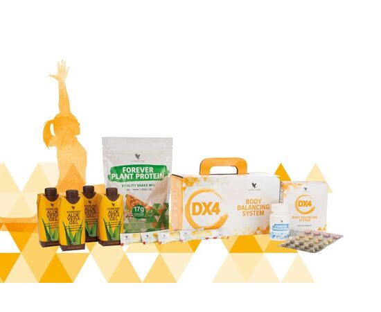 Forever DX4 - 4-Tage-System, das Dir hilft, Deinen Körper und Deinen Geist wieder auf Vordermann zu bringen.

DX4™
Starte deine Wellness-Reise mit DX4™ von Forever, einem 4-Tage-System, das dir hilft, deinen Körper und deinen Geist mit einem begleitenden Ernährungsplan, unserem klassischen Forever Aloe Vera Gel™ und 6 innovativen Produkten, die es nur im DX4™ gibt, wieder auf Vordermann zu bringen. DX4™ gibt dir die ergänzende Unterstützung, die du benötigst, während du deine Kalorienzufuhr einschränkst und deine Ziele für einen besseren Lifestyle erreichst.

GRUNDPFEILER DES PROGRAMMS
●    Setze dir deine persönlichen Ziele
●    Vier Tage lang eine genaue Anleitung zur Einnahme von Nahrungsmitteln und Nahrungsergänzungsmitteln
●    Fokus auf genügend Flüssigkeitszufuhr
●    Achtsamkeitsaktivitäten wie Tagebuch führen, Meditation und Übungen zur Selbstwahrnehmung
●    Leichte körperliche Aktivitäten
●    Sammle Belohnungen und feiere deinen Sieg