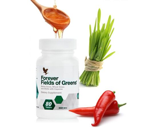 Fields of GreensFields of Greens besteht aus einer ausgewogenen Mischung aus grünem Gerstengras, Weizengras und Alfalfa.  Ideal auch für Vegetarier, Sportler und alle Junggebliebenen.