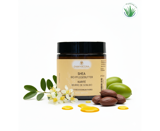 MyAloe.ch Sheabutter BIO: Schnelleinziehender und pflegender Butter für ein angenehmes Hautgefühl. Besonders trockene, spröde oder beanspruchte Hautstellen wie Lippen, Ellenbogen, Knie oder Fersen profitieren von der tiefenwirksamen Pflege. Sheabutter zieht schnell ein und hinterlässt ein angenehm geschmeidiges Hautgefühl – ganz ohne fettigen Film.