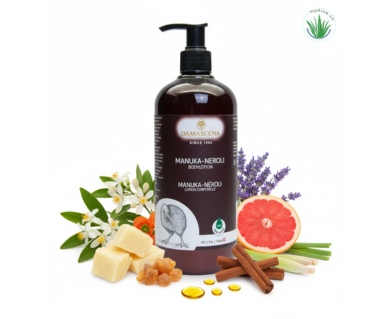 ✨ Duftwirkung Manuka-Neroli Bodylotion – Harmonie für Haut & Sinne
Die edle Mischung ätherischer Öle ist nicht nur ein Genuss für die Haut, sondern auch Balsam für die Seele:

Manuka-Öl – stärkend, ausgleichend, hautregenerierend
Neroli-Öl – beruhigend, stimmungsaufhellend, fördert Geborgenheit
Rosenwasser – harmonisierend, pflegend, für strahlend frische Haut
Sheabutter – nährend, schützt vor Feuchtigkeitsverlust
Lavendel fein – entspannend, beruhigt Haut & Sinne
Weihrauch – erdend, klärend, innerer Halt
Zedernholz Himalaya – stabilisierend, wohltuend für Haut & Seele
Grapefruit & Lemongras – erfrischend, vitalisierend, energiespendend
⚡ Das Ergebnis: 
      Eine Pflege, die Körper, Geist und Seele in Einklang bringt – für ein Hautgefühl wie Seide und ein Herz voller Leichtigkeit.