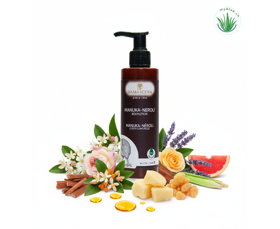 ✨ Duftwirkung Manuka-Neroli Bodylotion – Harmonie für Haut & Sinne
Die edle Mischung ätherischer Öle ist nicht nur ein Genuss für die Haut, sondern auch Balsam für die Seele:

Manuka-Öl – stärkend, ausgleichend, hautregenerierend
Neroli-Öl – beruhigend, stimmungsaufhellend, fördert Geborgenheit
Rosenwasser – harmonisierend, pflegend, für strahlend frische Haut
Sheabutter – nährend, schützt vor Feuchtigkeitsverlust
Lavendel fein – entspannend, beruhigt Haut & Sinne
Weihrauch – erdend, klärend, innerer Halt
Zedernholz Himalaya – stabilisierend, wohltuend für Haut & Seele
Grapefruit & Lemongras – erfrischend, vitalisierend, energiespendend
⚡ Das Ergebnis: 
      Eine Pflege, die Körper, Geist und Seele in Einklang bringt – für ein Hautgefühl wie Seide und ein Herz voller Leichtigkeit.