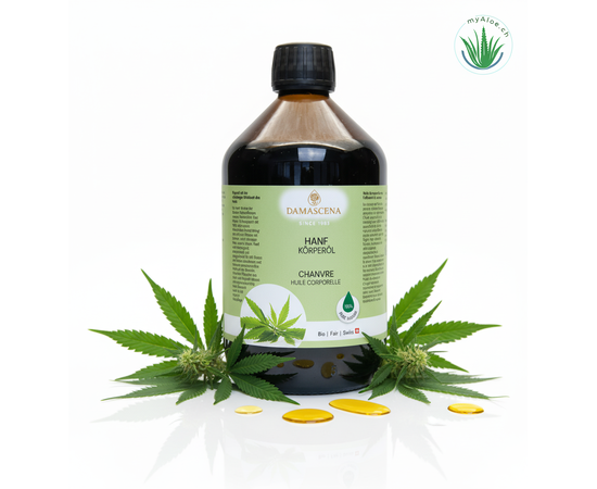 Hanf Körperöl BIO – Natürlich entspannen, pflegen & regenerieren
MyAloe.ch

Seit Jahrtausenden vertrauen Menschen auf die vielseitige Kraft der Hanfpflanze. Mit dem Hanf Körperöl BIO von myaloe.ch holst Du Dir diese uralte Heilpflanze in Deine tägliche Pflege. Sanft, beruhigend und nährend verwöhnt es Deine Haut mit wertvollen Pflanzenölen und reinen ätherischen Essenzen.

Sein frischer, leicht zitroniger Duft entspannt die Sinne und wirkt ausgleichend – wie ein wohltuender Spaziergang durch die Natur.

Das Hanf Körperöl BIO ist eine fein abgestimmte Komposition aus nährenden Pflanzenölen wie Hanföl, Arganöl, Jojoba und Mandelöl, kombiniert mit kraftvollen ätherischen Ölen wie Orange bitter, Litsea Cubeba, Lorbeer, Patchouli und Lemongras.

Diese einzigartige Synergie pflegt Deine Haut intensiv, unterstützt die Regeneration, beruhigt Muskeln und schenkt emotionale Ausgeglichenheit.

Ob als tägliche Hautpflege, Massageöl oder wohltuendes Ritual – dieses Öl ist Dein Begleiter für mehr Balance und natürliche Schönheit.