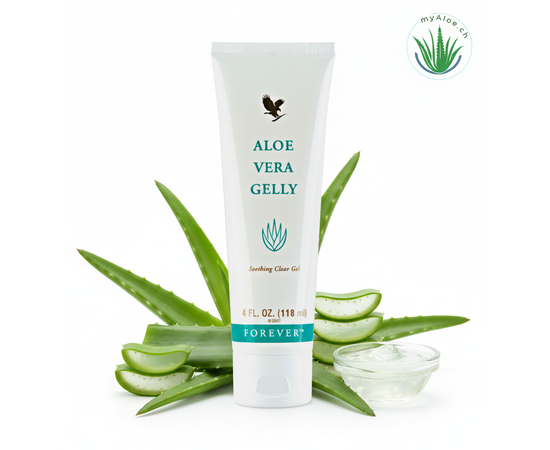 Forever Aloe Vera Gelly
 
Ein wahres Wunder aus der Tube. Das Aloe Vera Gelly ist ein transparentes Hautpflegegel mit dem absolut höchsten Anteil an Aloe Vera. Aloe Vera Gelly ist wohltuend und kühlend-erfrischend – auch bei leichten Hautverletzungen oder kleineren oberflächlichen Verbrennungen. Das Gel zieht rückstandsfrei ein und ist zum Einreiben, aber auch als feuchter Umschlag zu nutzen.
 

Aloe Vera Gelly
Unser Star-Produkt, das reine Aloe Vera Gelly vereint die ganze Kraft der Aloe Vera in einer Tube: Das Aloe Vera Gelly hat mit 85 % den absolut höchsten Anteil an Aloe Vera in unseren Körperpflegeprodukten! Deine Haut kommt in den Genuss purer Feuchtigkeit. Du wirst dich so fühlen, als stehst du gerade in Texas auf unseren Aloe-Feldern und hättest ein Aloe-Blatt frisch gepflückt … Mehr von unserer besten Forever Aloe in einer Tube geht nicht! Das Dermatest Institut meint: SEHR GUT zum Aloe Vera Gelly.



Enthält 85 % reines Aloe-Vera-Gel
Ideal bei sonnengestresster Haut oder bei leichten Hautirritationen
Hilft der Haut, Feuchtigkeit und Straffheit zu erhalten
Wohltuend und kühlend-erfrischend
Kann sowohl für feuchte Umschläge als auch als Gesichtsmaske bei strapazierter Haut verwendet werden
Spendet Feuchtigkeit, auch als Styling Gel verwendbar
Nährt und pflegt die Haut mit wertvoller Aloe Vera
Pflegende Unterstützung bei leichten Hautverletzungen jeglicher Art von beanspruchter Haut und bei akuten Hautreizungen wie Neurodermitis
 
Anwendung:

Kann zum Einreiben sowie für feuchte Umschläge verwendet werden. Wegen seines kühlenden Effekts auch als dick aufgetragene Gesichtsmaske perfekt für die ausgelaugte Haut nach dem Sonnenbaden
Forever Body Basics - diese Basics haben Power
Das Body Basics Bundle vereint drei echte Allrounder: ALOE VERA GELLY, ALOE FIRST und die ALOE PROPOLIS CREME. Damit bekommst du alles, was du für eine hochwertige Hautpflege brauchst und nutzt die volle Power von Aloe Vera und Bienenpropolis.