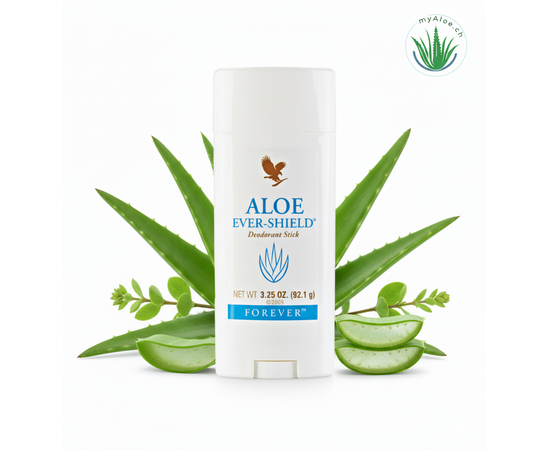 Aloe Ever-Shield - Aloe Deo-Stick


Der Deostift mit pflegender Aloe Vera für jeden Tag und jede Gelegenheit. Ohne schweissblockierendes Aluminium und hautreizenden Alkohol, gut verträglich auch bei gestresster Haut und zuverlässig in seiner Schutzwirkung vor Schweissgeruch.


Aloe Ever-Shield
Der Deostift mit pflegender Aloe Vera für jeden Tag und jede Gelegenheit. Dein Deo ohne Aluminium, ein Deodorant ohne Alkohol. Durch den Verzicht auf schweissblockierende oder hautreizende Zusatzstoffe ist Aloe Ever-Shield gut verträglich, auch bei gestresster Haut und zuverlässig in seiner Schutzwirkung vor lästigem Schweissgeruch.



28% reines Aloe-Vera-Gel
Kein schweiss- blockierendes Aluminiumsalz
Kein hautreizender Alkohol
Auch für empfindliche Haut
Mild und nur dezent parfümiert
Anwendung: Nach Bedarf unter den Armen auftragen.