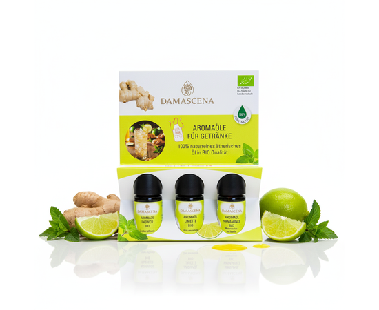 Aromaset für Getränke - Frische. Würze. Klarheit – Tropfen für Tropfen.
myaloe.ch
Ingwer · Limette · Nanaminze - 100% natürliche BIO Aromaöle


Das Aromaset für Getränke von myaloe.ch ist deine natürliche Geheimzutat für erfrischende, belebende und geschmacklich raffinierte Drinks – ganz ohne Zucker, künstliche Aromen oder frische Zutaten, die verderben.

Drei perfekt aufeinander abgestimmte Bio-Aromaöle vereinen sich in diesem Set:

Ingwer BIO – mild scharf, wärmend und aktivierend

Limette BIO – spritzig, fruchtig und exotisch-frisch

Nanaminze BIO – kühlend, klar und süss-erfrischend

Ob Wasser, Tee, Mocktails, Cocktails, Smoothies oder warme Getränke: Schon 1–2 Tropfen reichen aus, um deinen Getränken Tiefe, Frische und ein professionelles Aromaprofil zu verleihen. Ideal für bewusste Genießer:innen, kreative Gastgeber:innen und alle, die Natürlichkeit und Geschmack verbinden möchten.