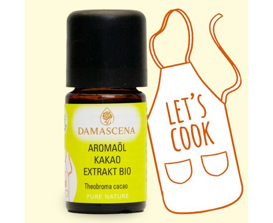 ▶ Produktedetails Kakao Extrakt BIO Aromaöl
✅  Kakao Extrakt BIO Aromaöl, 100% naturreines ätherische Aromaöl
✅  Lat. Name: Theobroma cacao
✅  Geschmacksprofil: warm, herb-süss, sinnlich
✅  Duftnote: Basisnote
✅  Duftthema: Genuss – Geborgenheit – Sinnlichkeit

☑️  Qualität:  aus kontrolliert biologischem Anbau (k.b.A.), tierversuchsfrei, vegan, glutenfrei, Rohkost
☑️  Herstellung Handabfüllung Schweiz
☑️  Herkunft: Peru
☑️  Alkoholextraktation mit Weingeist
ℹ️ Inhalt: 5ml