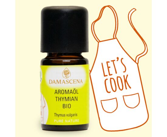 ▶ Détails du produit Huile aromatique au thym BIO
✅ Huile aromatique de thym BIO, huile essentielle 100 % naturelle
✅ Nom latin : Thymus vulgaris
✅ Profil gustatif : thym, intense, herbacé-amer, légèrement poivré
✅ Effet olfactif : émotionnel
✅ Note olfactive : note de cœur
✅ Thème olfactif : force – clarté – protection – vitalité

☑️ Qualité : issu de l'agriculture biologique contrôlée (k.b.A.), sans expérimentation animale, végétalien, sans gluten, aliment cru
☑️ Fabrication : mise en bouteille à la main en Suisse
☑️ Origine : France
☑️ Extraction : distillation à la vapeur d'eau à partir de l'herbe

ℹ️ Contenu : 5 ml