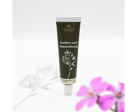 ❤️ Testimonianza di una cliente
«Un unguento incredibilmente delicato. La mia pelle si sente immediatamente più calma e si nota che contiene vera competenza botanica e lavoro artigianale.» — Anna Widmer, cliente di Berna
❓ Domande frequenti – risposte chiare

Cos'è l'unguento al geranio?
Un unguento curativo naturale fatto a mano con geranio, oli vegetali e cere per uso cosmetico esterno

Per cosa è indicata la pomata al geranio?
Per la cura della pelle sensibile, irritata o soggetta a prurito, in particolare in caso di sensazione di tensione o arrossamenti.

Come si usa la pomata al geranio?
Applicare 1-2 volte al giorno uno strato sottile sulla zona cutanea interessata e massaggiare delicatamente.
Utilizzare solo su pelle integra



ℹ️ Dettagli del prodotto
✅ Contenuto: 20 g di pomata al geranio
✅ Tipo di pelle: pelle sensibile, irritata ed esigente
✅ Qualità: geranio, olio d'oliva, cera d'api, burro di karité, olio di polpa di olivello spinoso (ingredienti naturali al 100%)
✅ Proprietà: naturale, artigianale, a base vegetale
✅ Produzione: Sviluppato con amore in Svizzera e prodotto in modo sostenibile
✅ Senza: profumi e coloranti sintetici, parabeni, additivi chimici
☑️ Riconoscimento: European Natural Beauty Awards – Excellence Award 2024 & 2025